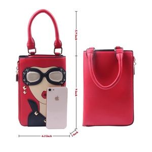 Women funky novelty lady face crossbody